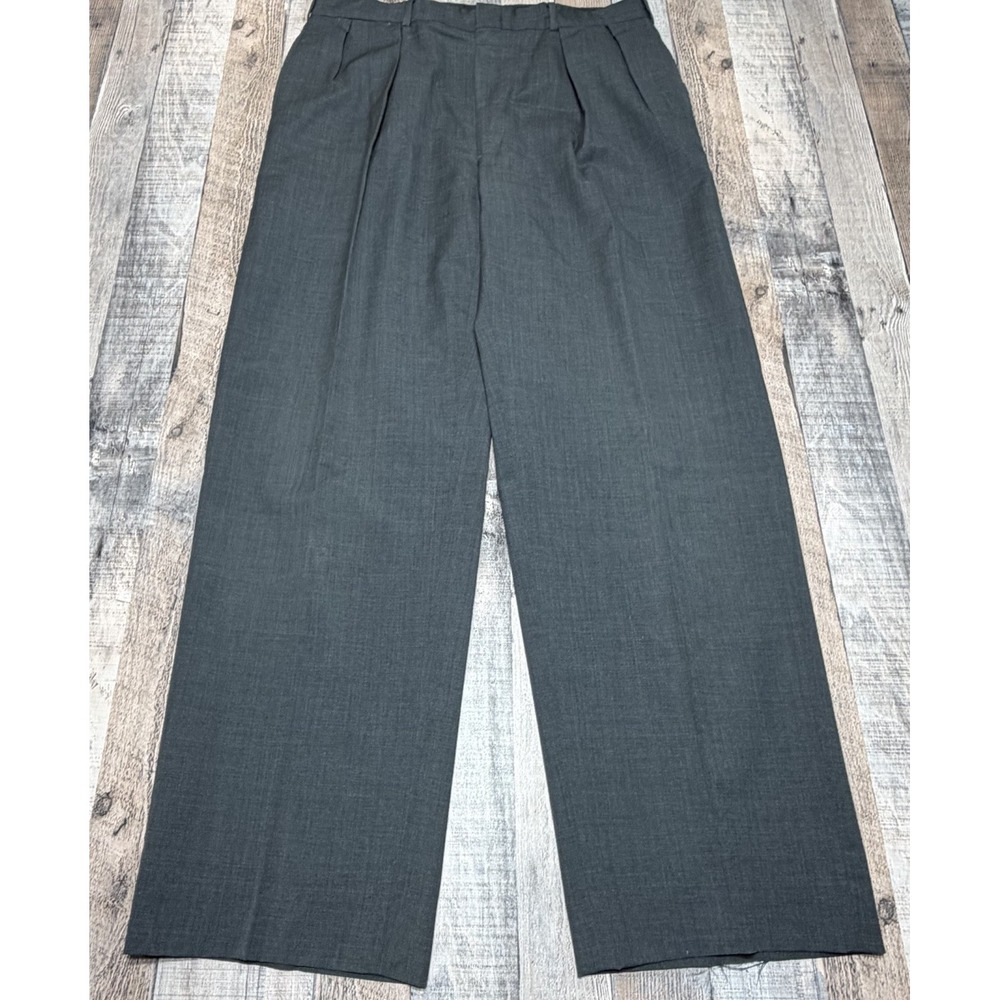 Vintage Polo Ralph Lauren Pants Mens 33x31 Charcoal Gray Wool Blend Pleated Y2K